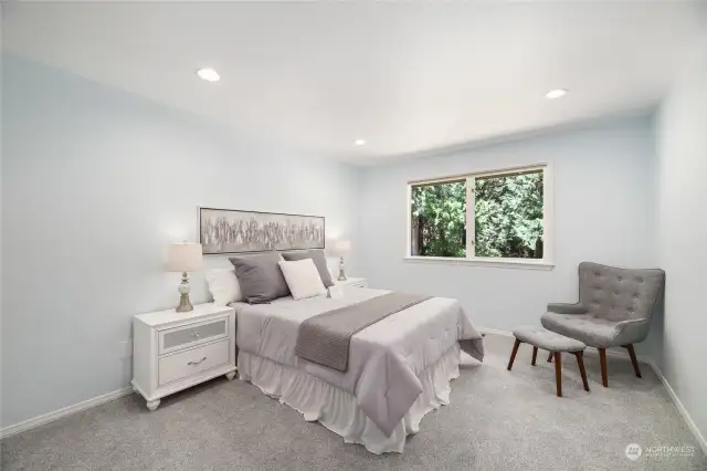 Spacious sized upstairs bedrooms with built in closet organizers.