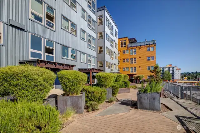 Relax outside on beautiful fall days and savor the crisp Seattle air in this charming second-floor outdoor space.