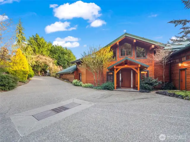 Down the front drive, plenty of space for cars and guests.