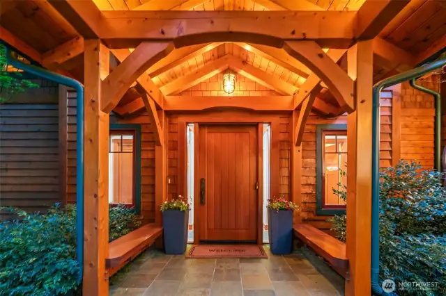 Welcome to this beautifully crafted home.  Fir beams, fir door, meticulour craftmanship - come on in!