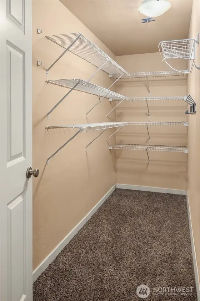 Long walk-in closet in bedroom