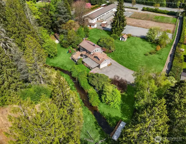 Residence is tucked away from the equestrian facilities for privacy and enjoyment.