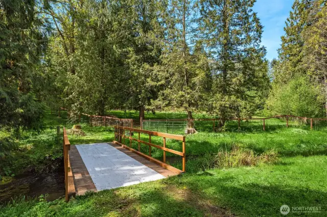 Horse friendly bridge for easy turnout across the creek.