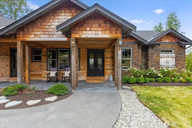 Welcoming covered porch entry.