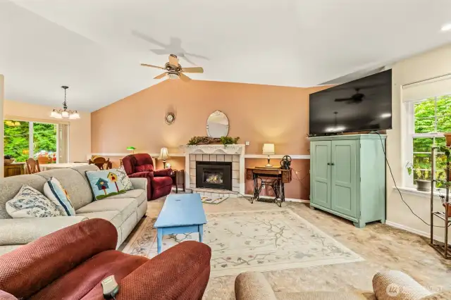Living room showing gas fireplace