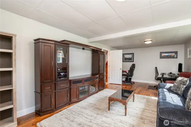 This versatile space could be great as a game room, media room, or an office!