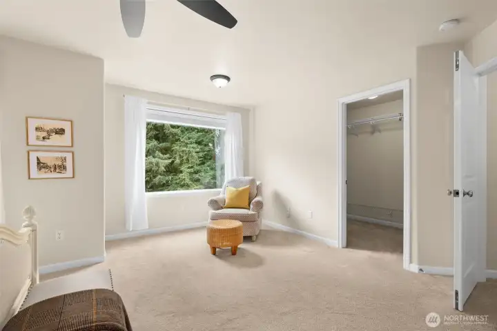 The primary bedroom features two generously sized walk-in closets - one off the main area and one off the ensuite.