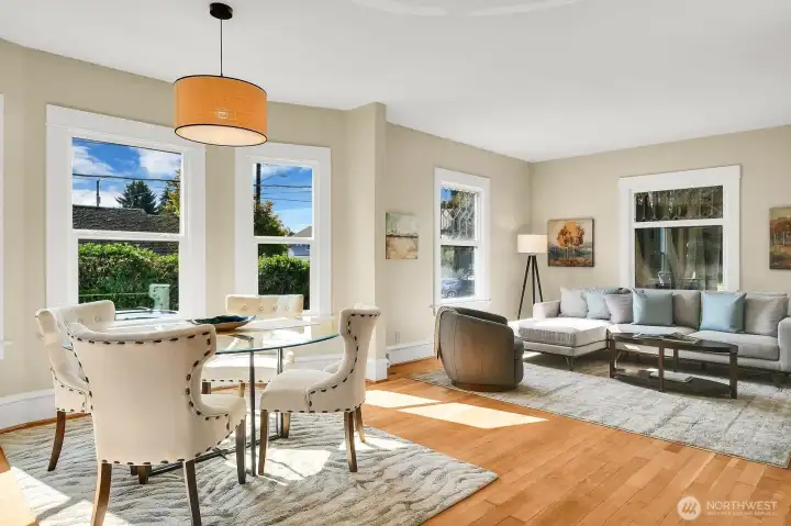 Living Room & Dining Room with Grand Bay Window