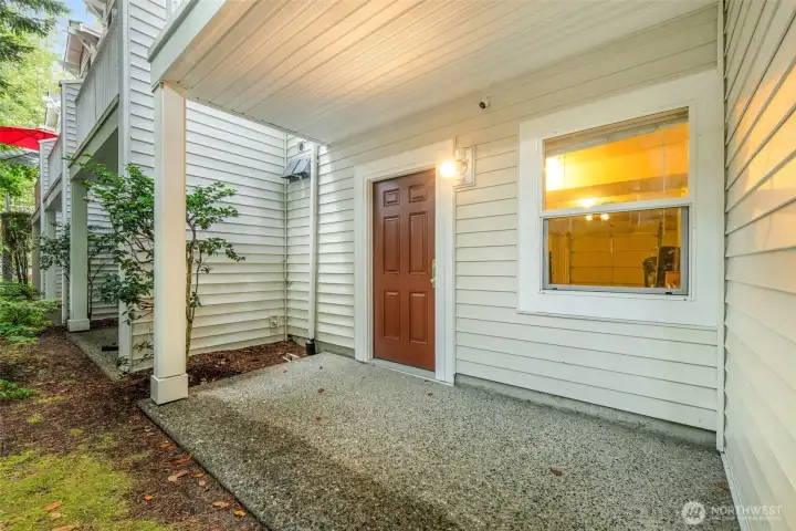 Lower level back patio off garage exit