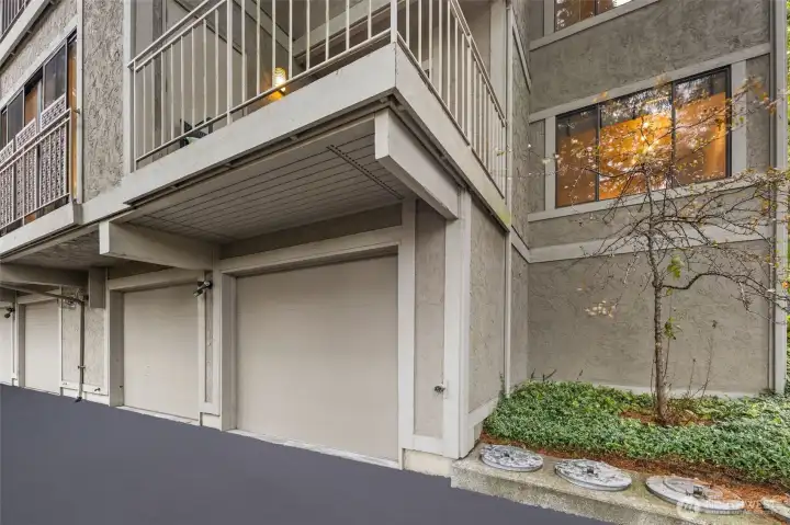 Features spacious two car garage parking.