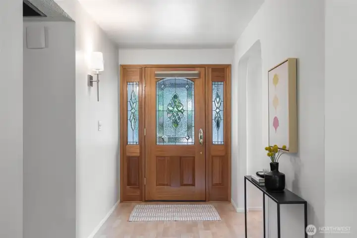Looking back from living room to front door