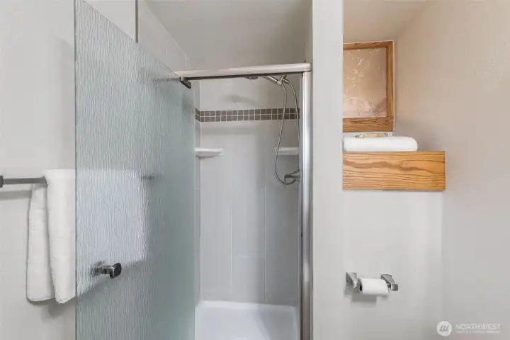 Primary suite bathroom with shower
