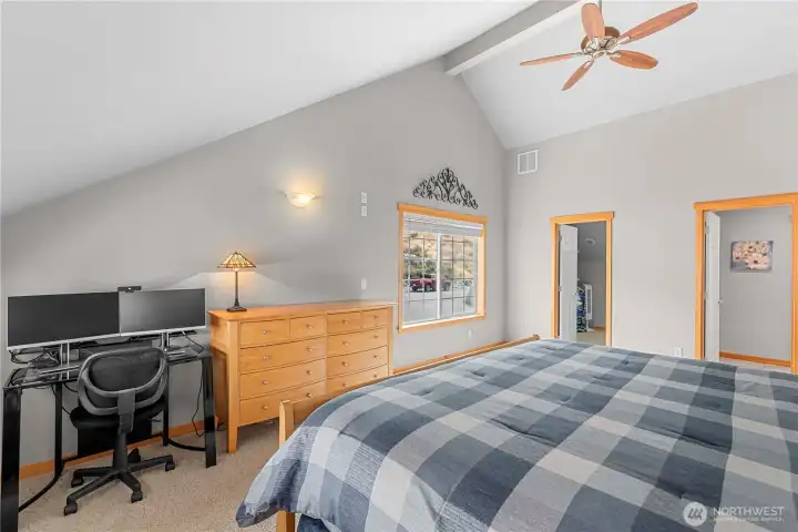 Spacious Primary Bedroom with vaulted ceilings