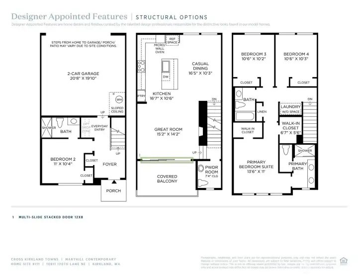 Designer Appointed Features used to illustrate the Designer selections for Homesite 111 at Cross Kirkland Towns. Home is currently under construction. Visit Sales Center for full details.