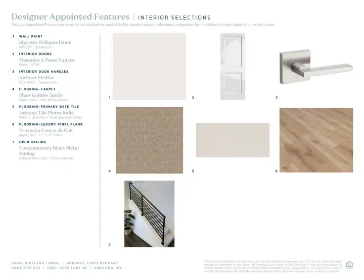 Designer Appointed Features used to illustrate the Designer selections for Homesite 111 at Cross Kirkland Towns. Home is currently under construction. Visit Sales Center for full details.