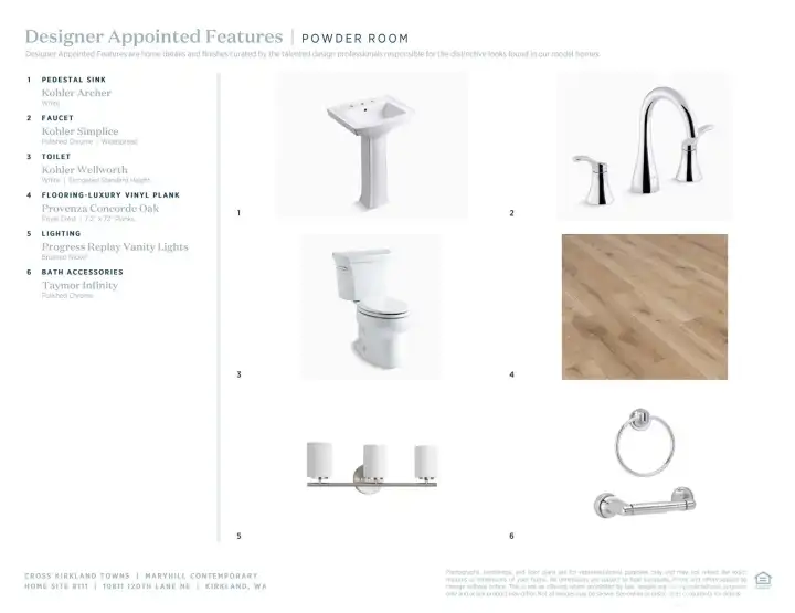Designer Appointed Features used to illustrate the Designer selections for Homesite 111 at Cross Kirkland Towns. Home is currently under construction. Visit Sales Center for full details.
