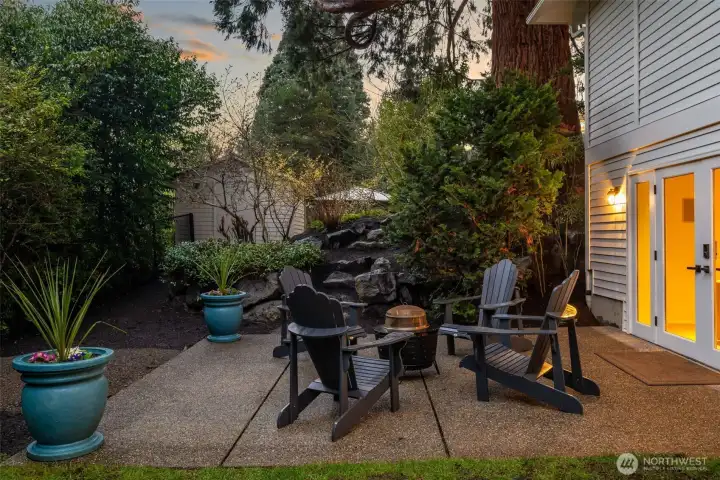 Back yard and patio off of lower level living area