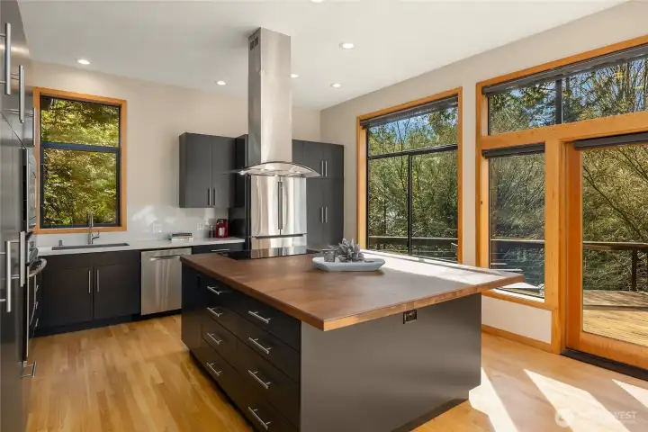 Wonderful storage space throughout the open kitchen that enjoys beautiful territorial views.