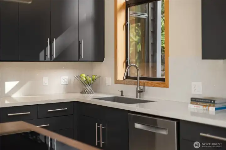 A clean, modern aesthetic in the kitchen.