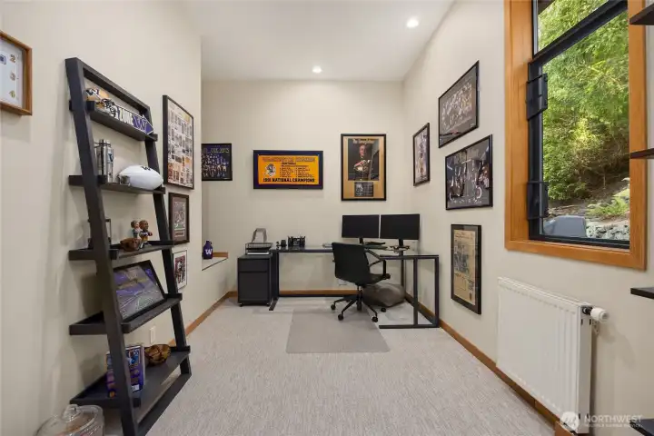 Moving back over to the southern wing of the home you find the home office. A nice private setting with pretty views.