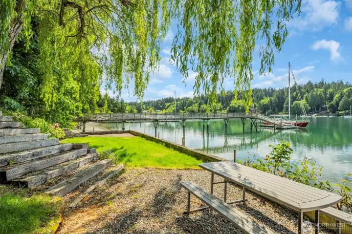 Waterfront has a great picnic area, view looking south in Manzanita Bay.