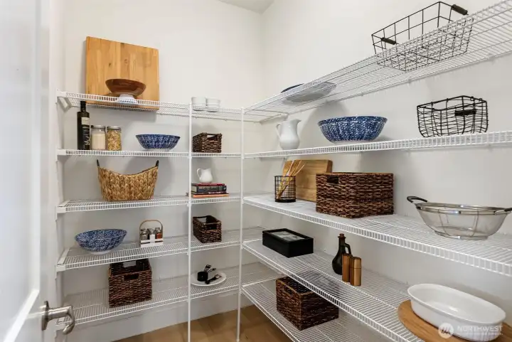 The pantry is convenient to the kitchen.