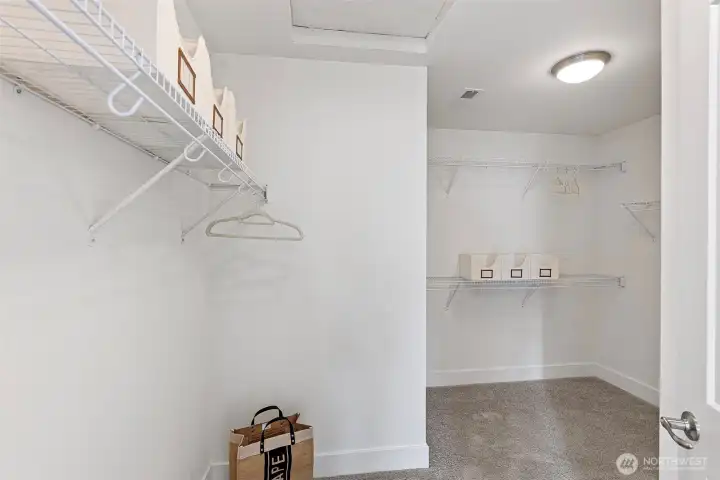 The primary bedroom has a large walk-in closet.