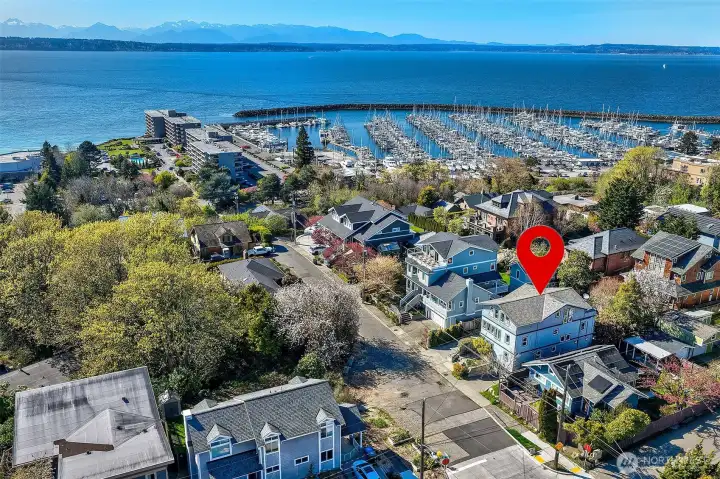 On Sunset Hill, perfectly positioned above Shilshole Bay Marina with views of Puget Sound and the Olympic Mountains.