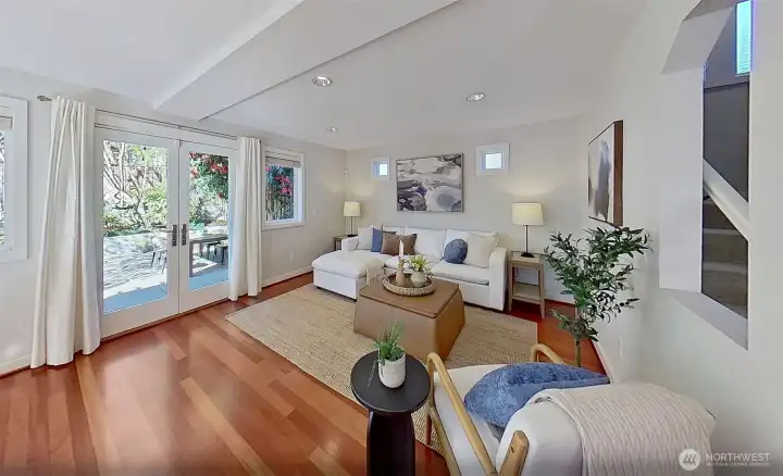 Direct access to the incredible backyard patio garden for expansive indoor / outdoor living.