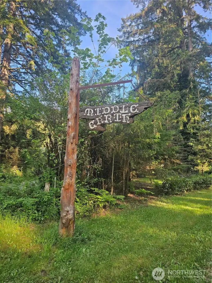 Welcome to Middle Earth!  Capital Forest Access is just to the left of this sign!