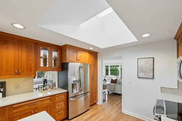 Skylight in kitchen and pass-through to dining area Skylight in kitchen and pass-through to dining area