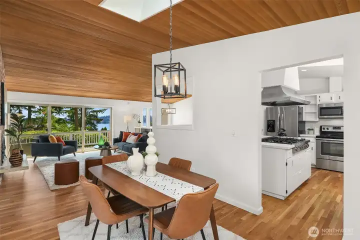 The dining room and chef's kitchen