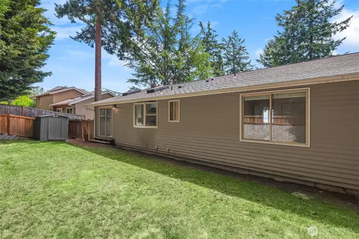 Private, fully fenced, peaceful backyard