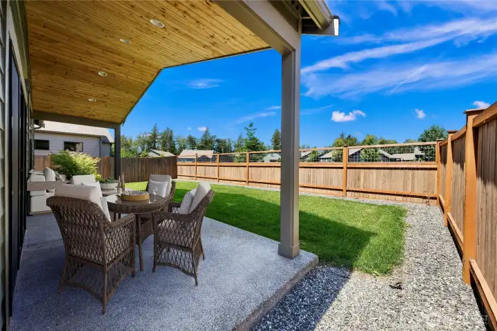 Private covered patio located off the main living and dining space, making it perfect for year around entertaining