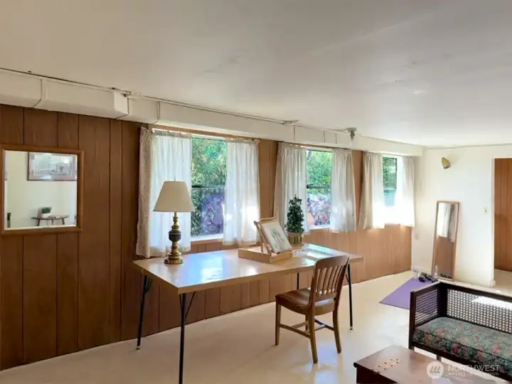 Another angle of the rec room. So much potential with this large space.