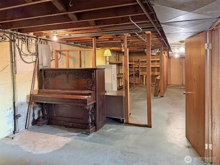 Part of the unfinished basement. Potential or a lot of storage space? One needs to have vision or access to someone who could help design the space to make it a home you would love. Some people may prefer to start over with new construction becasue of the fabulous lot and location. Either way, a 16,675 sq ft lot (according to tax records) that is mostly usable, so close to so many places is hard to beat.