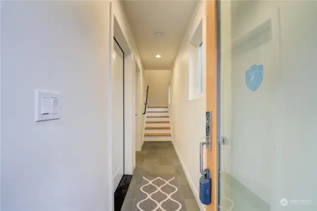 Entry hall to second bedroom on main level.