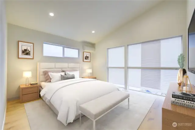 Light filled master bedroom on upper level.