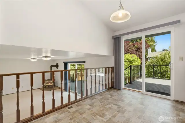Patio doors to deck off the kitchen.