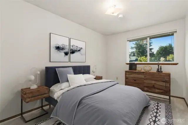 Bedroom 1 is virtually staged.