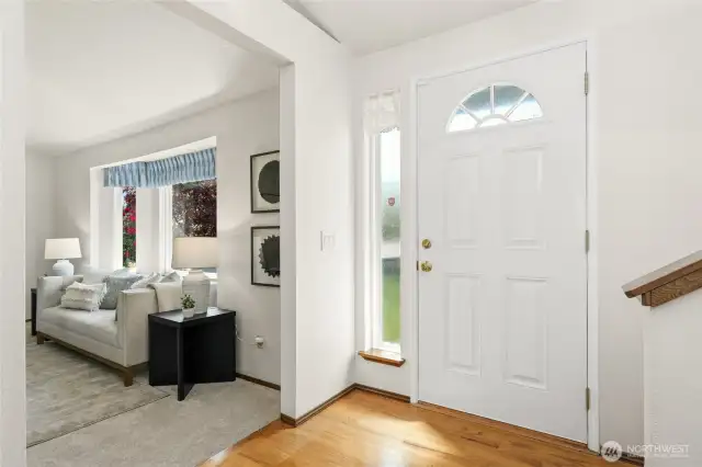 Front entry looking into living room.