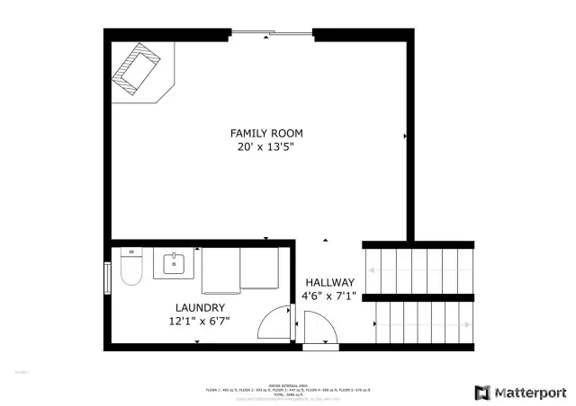 Family room level can be seen from kitchen.
