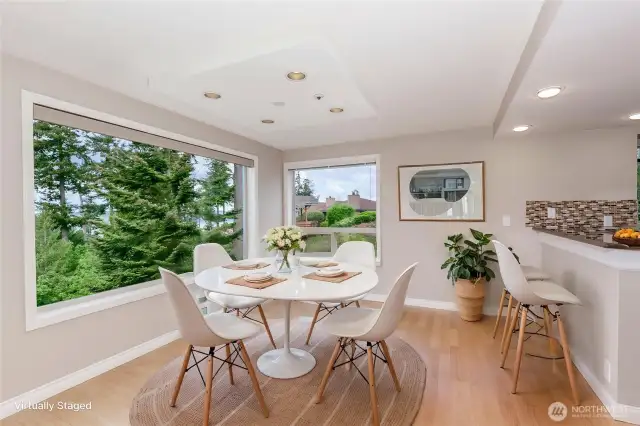 Virtually Staged -- Dining Area.  Puget Sound view to the left!