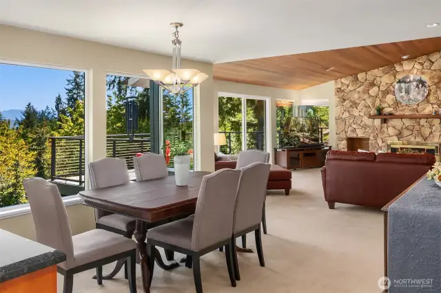 The dining room overlooks the living room.