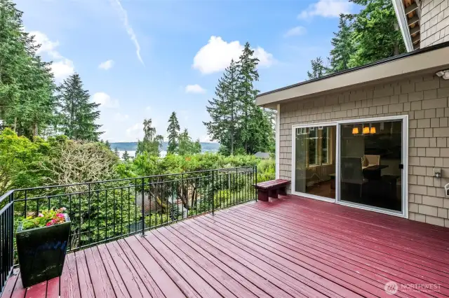This deck off the kitchen is the perfect spot for enjoying the water view with your favorite beverage.