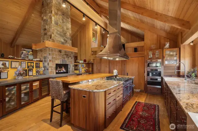 A wood-burning fireplace in the kitchen! Gas range and ocean views