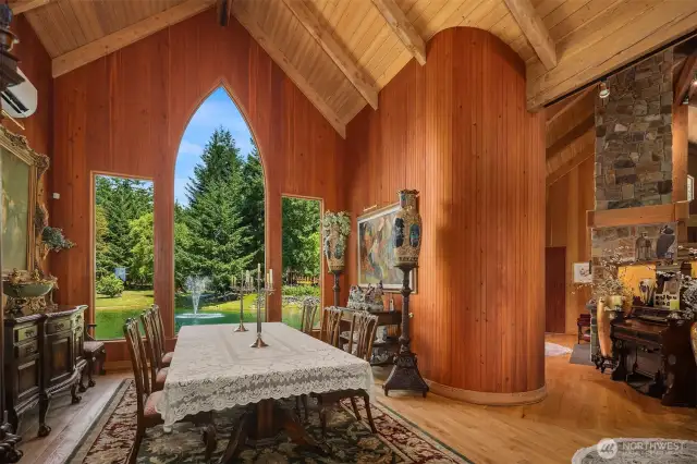 Dining hall gazes NE to the lake