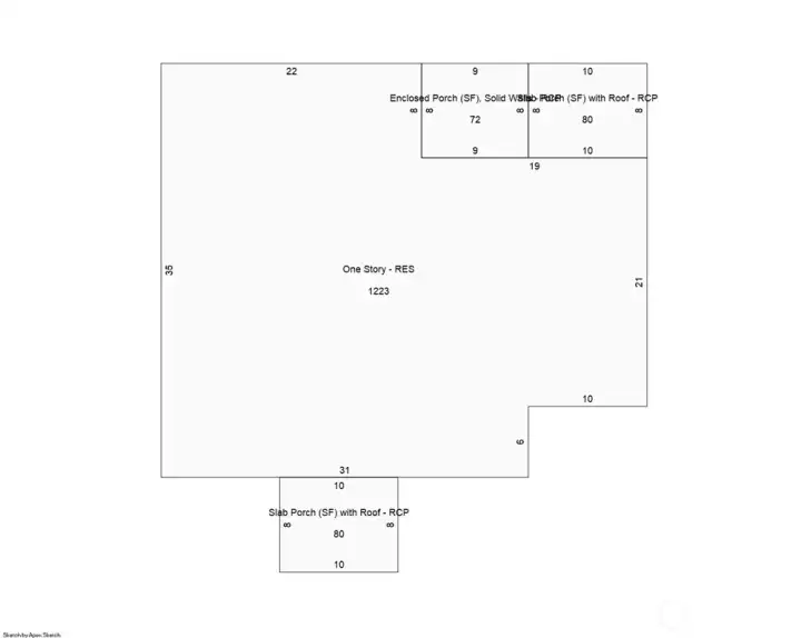 Sketch of home with 1,295 sf of living space.