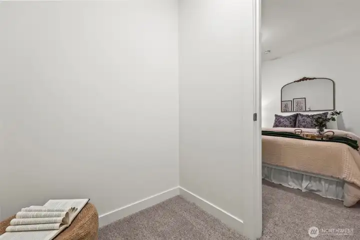 Spacious walk in closet in the guest bedroom