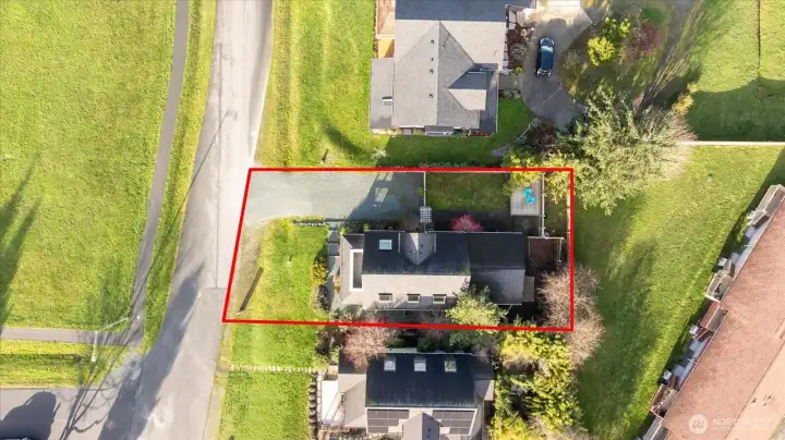 Drone shot showing approximate lot lines.